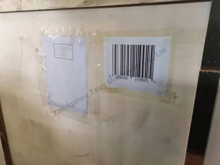 Machine in wooden case for safe delivery